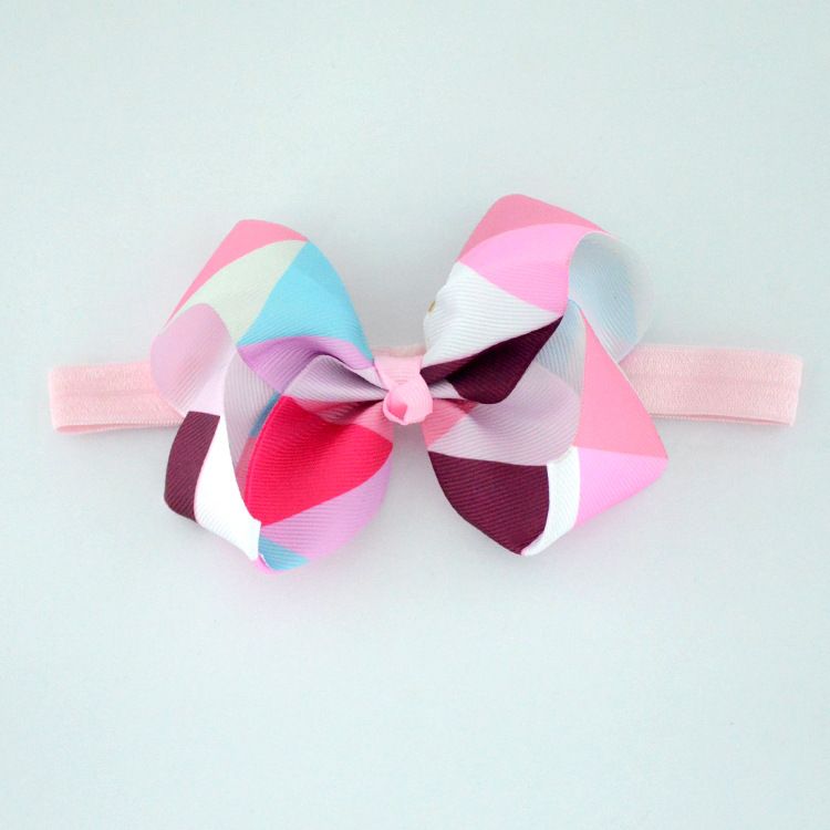 Europäische und amerikanische Kinderhaar-Accessoires Farbverlaufsbogen-Stirnband Geripptes Band Knopfknoten Baby-Stirnband Kopfschmuck_voghion.com