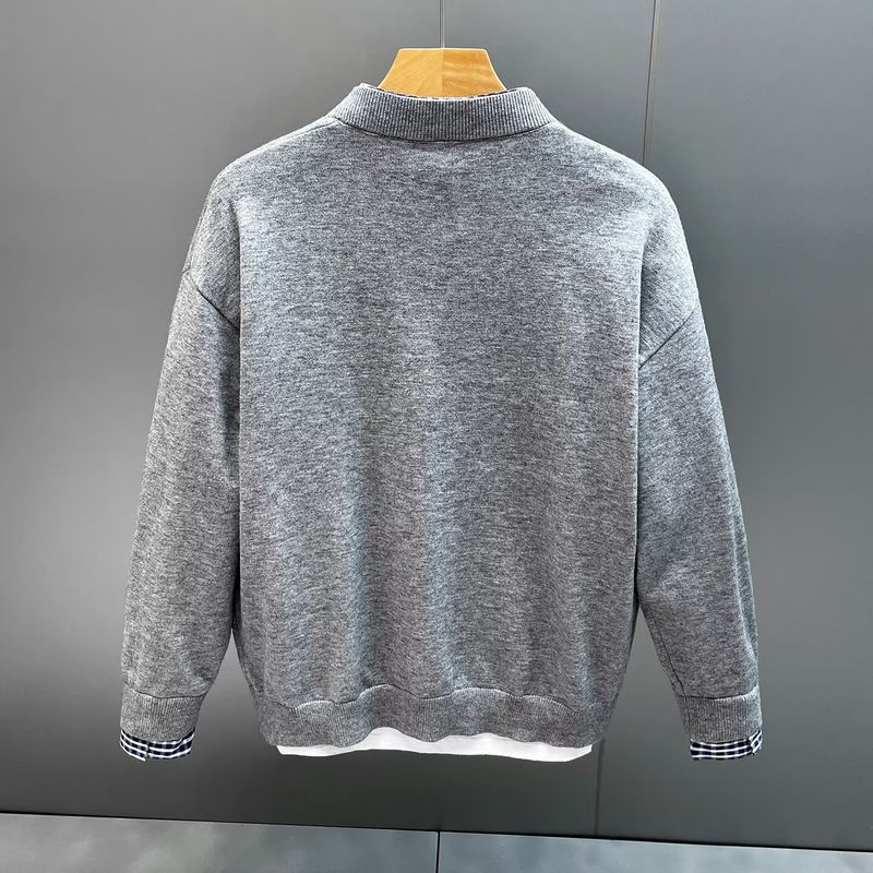 Herren-Strickjacke mit kariertem Patchwork-Muster – lässiger, locker sitzender Pullover mit offener Vorderseite für Herbst und Winter_voghion.com