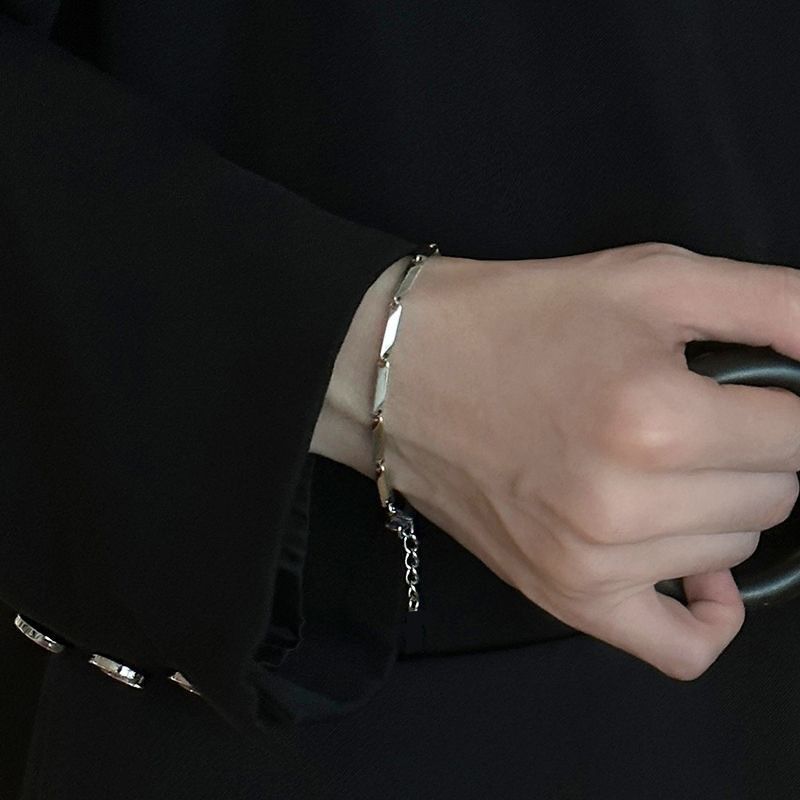 Bracciale in titanio anti-scolorimento per uomo, stile hip-hop, a forma di diamante, con catena cubana semplice in acciaio inossidabile_voghion.com