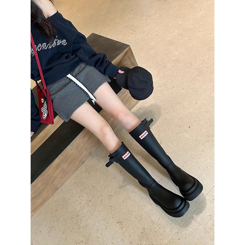 Stivali lunghi antiscivolo con suola spessa per donna Autunno 2025 Nuova moda versatile leggero traspirante sopra il ginocchio a metà polpaccio_voghion.com