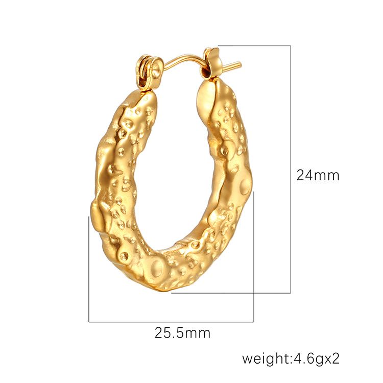 European And American Fashion Round Stainless Steel Retro Style Gold Plated Color Retention Trendy Simple Earrings_voghion.com