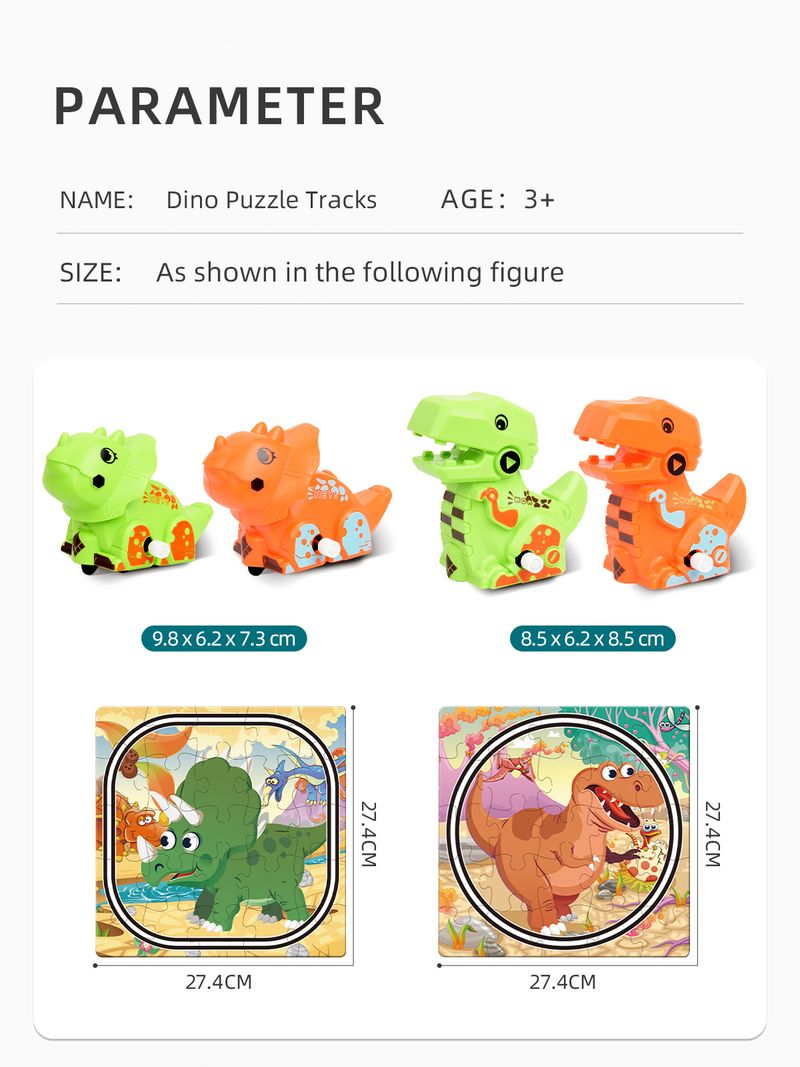 Quebra-cabeça de dinossauro de desenho animado faça você mesmo, brinquedo de enrolamento para crianças, jardim de infância, 3 a 6 anos, presente_voghion.com