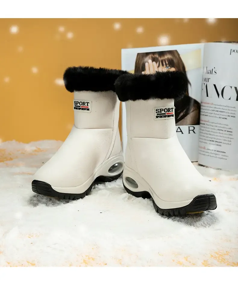 Winter sneeuwlaarzen dames plateau hoge laarzen platte zool kwaliteit warme zwarte nieuwe dames veter comfortabele leren dameslaarzen_voghion.com