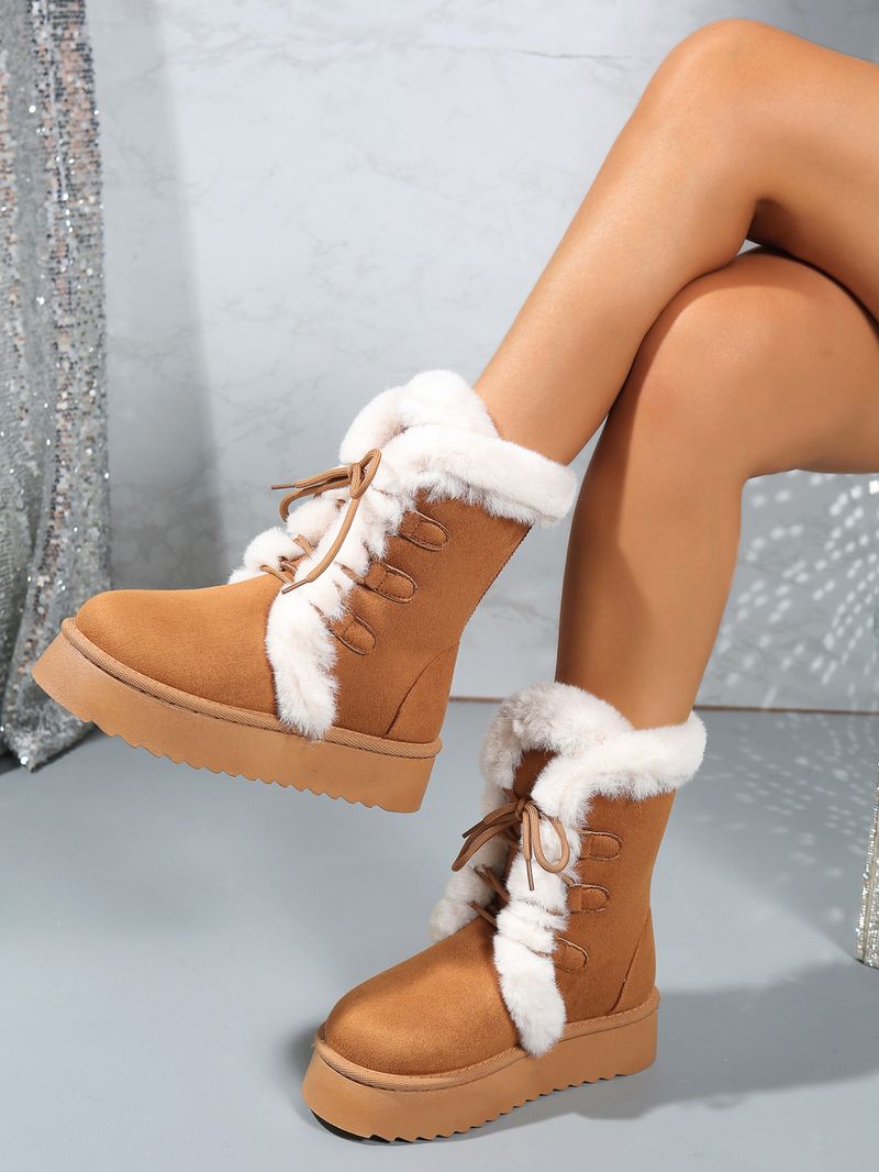 Schneestiefel für Damen, Herbst/Winter 2025, mit verdickter Sohle und extra dickem Futter, Baumwollschuhe mit Fellisolierung._voghion.com