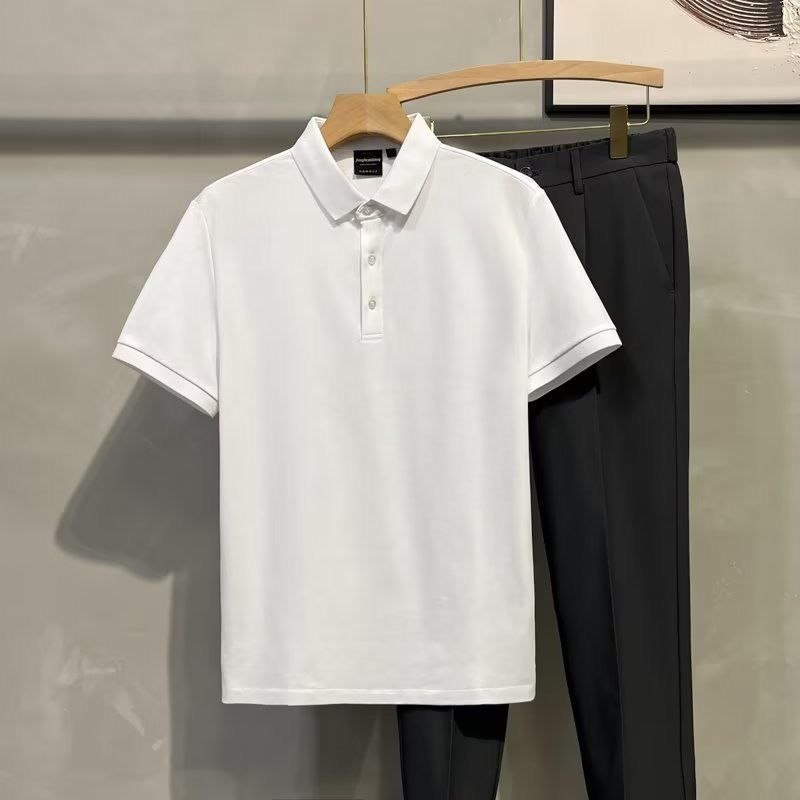 Polo casual da uomo, a maniche corte, tinta unita, estiva, versatile, sportiva_voghion.com