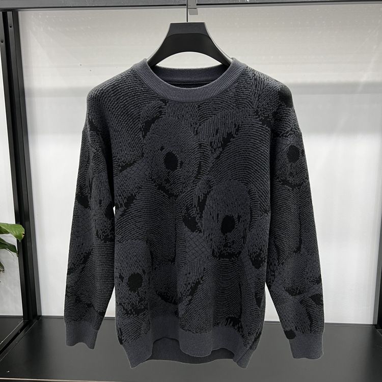 Herrenbekleidung Herbst- und Winterpullover Dicker Rundhals-Strickpullover Unterteil Oberbekleidung Teenager Lockeres trendiges warmes Oberteil_voghion.com