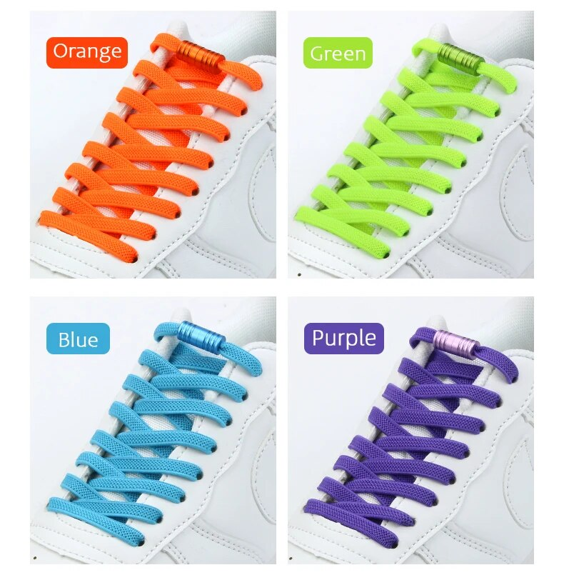 Lacci elastici con chiusura in metallo Scarpe senza lacci per scarpe da ginnastica per bambini e adulti Lacci pigri Taglia unica per tutte le scarpe_voghion.com