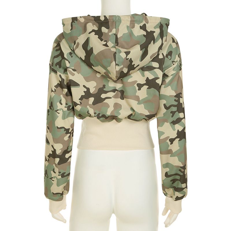 American Street Contrasting Color Waistband Camouflage Special Hooded Sweatshirt Casual Straight Leg Sweatpants_voghion.com
