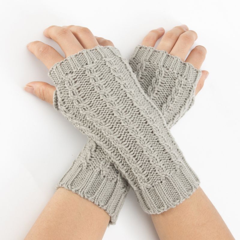 Fried Dough Twists Wrist Gloves Autumn Winter New Knitted Wool Warm Men And Women's Short Skiing Open Finger Sleeve_voghion.com
