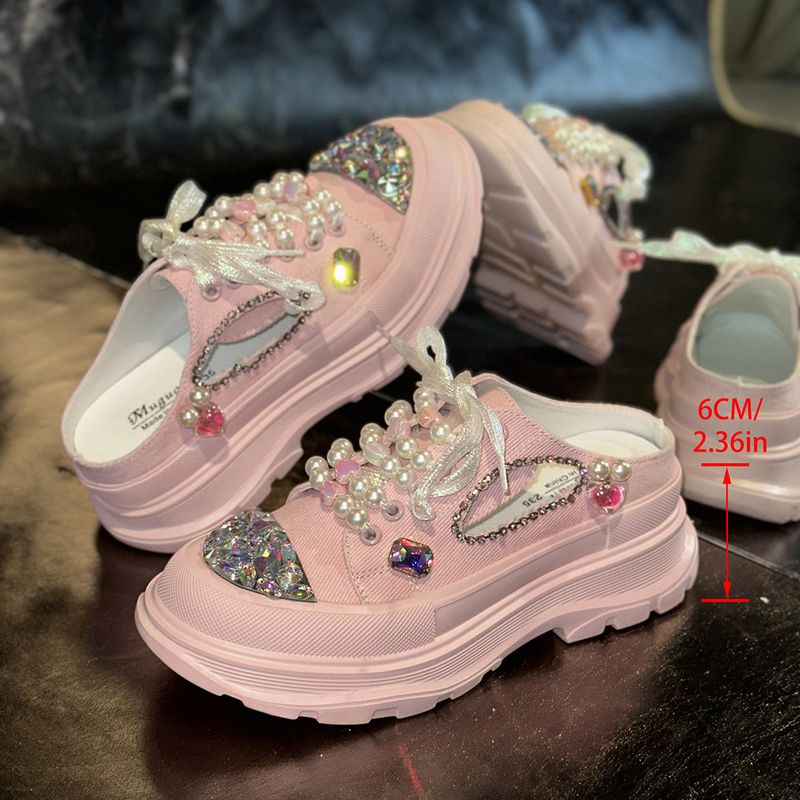 Women's Plus Size Summer 2025 Casual Sneakers - Breathable Lace-Up Slip-On Shoes With Mid Heel For Comfort & Style_voghion.com