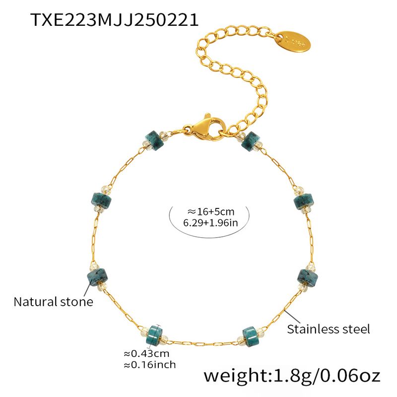 Women's Jewelry Set Stainless Steel Natural Blue Green Stone Handmade Titanium Steel Necklace Bracelet Does Not Fade Jewelry_voghion.com