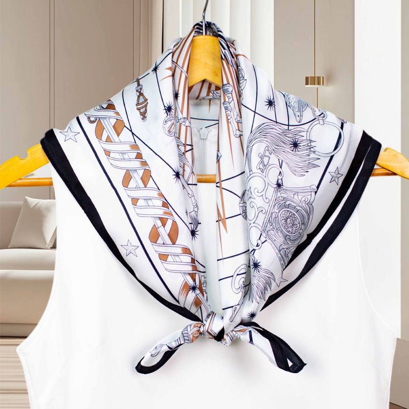 Interstellar Chorus Spring Summer Elegant Daily Commute Mulberry Silk Crepe Satin Scarf Sun Protection Shawl_voghion.com