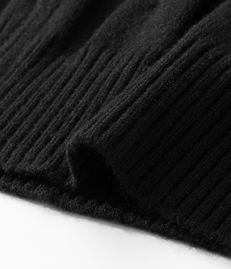 Grobstrick-Strickjacke mit Reißverschluss – Kurzer Cardigan mit hohem Kragen für Damen, Herbst-Winter-Mode, lässige Loungewear (Schwarz, Grau)_voghion.com