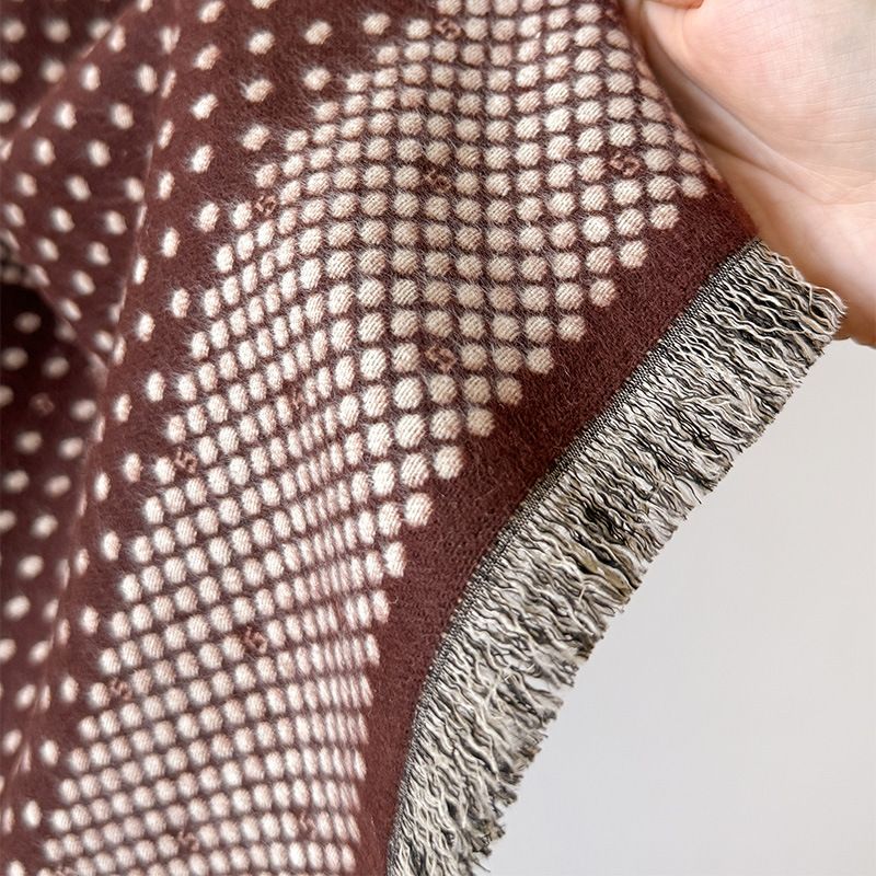 2024 Autumn/Winter New Thousand Bird Grid Dot Printed Simple High end Women's  Cashmere Scarf with Shawl Waist_voghion.com