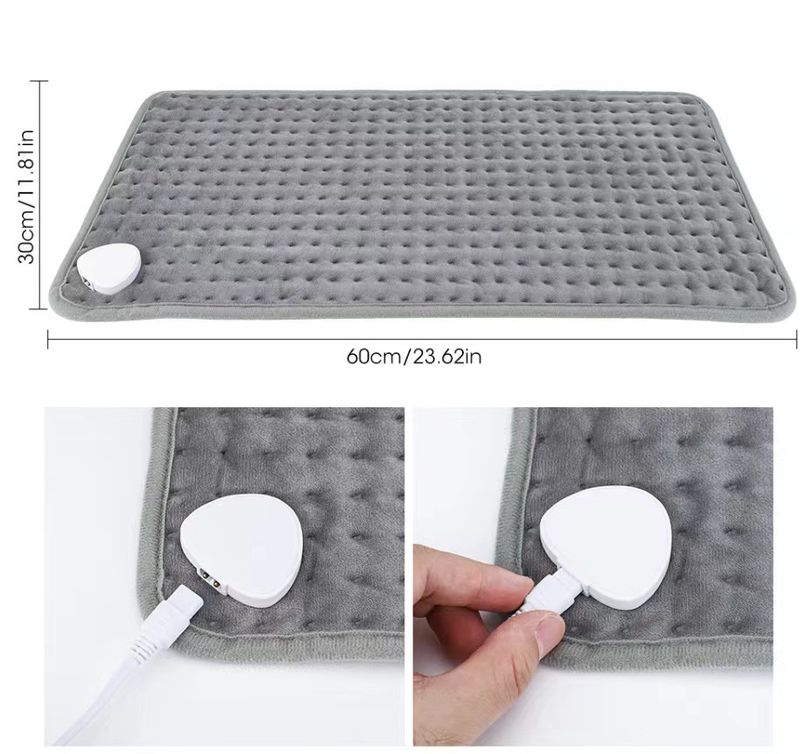Coussin chauffant électrique réglable à 9 niveaux – Couverture ultra-douce en velours cristal pour le dos, la taille et les jambes (76 x 152 cm, 110 V, 75 W, commande unique)_voghion.com