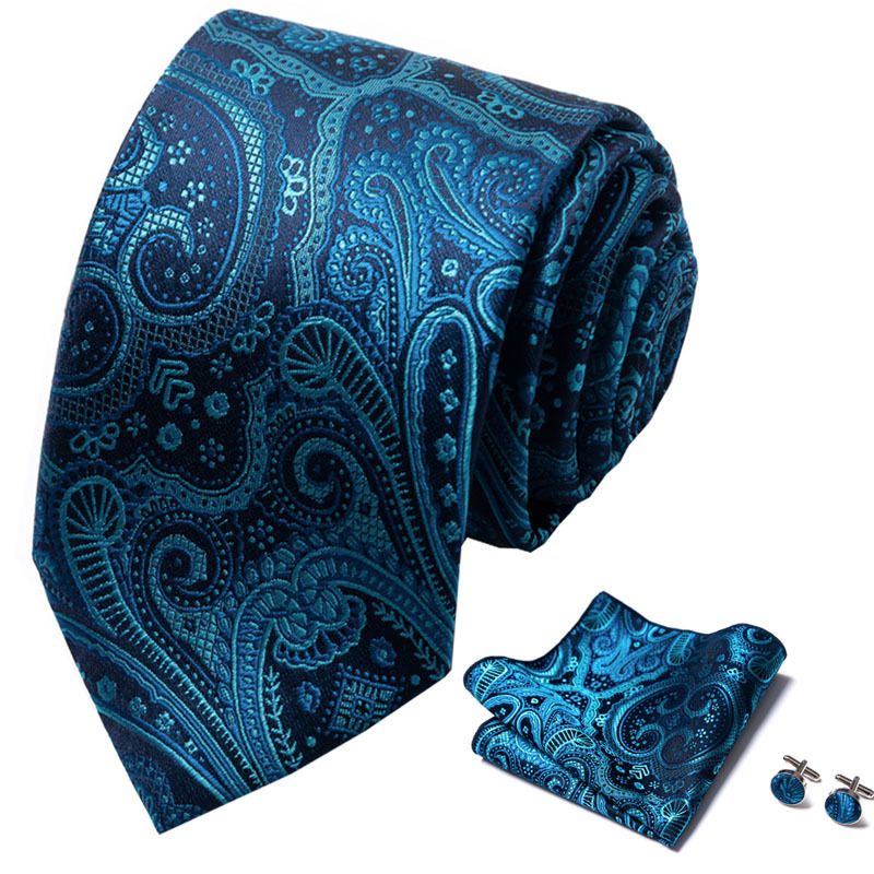 Corbata de seda de poliéster de alta calidad unisex para hombre, corbata formal de color sólido, bolsillo, toalla, gemelos, juego de jacquard_voghion.com