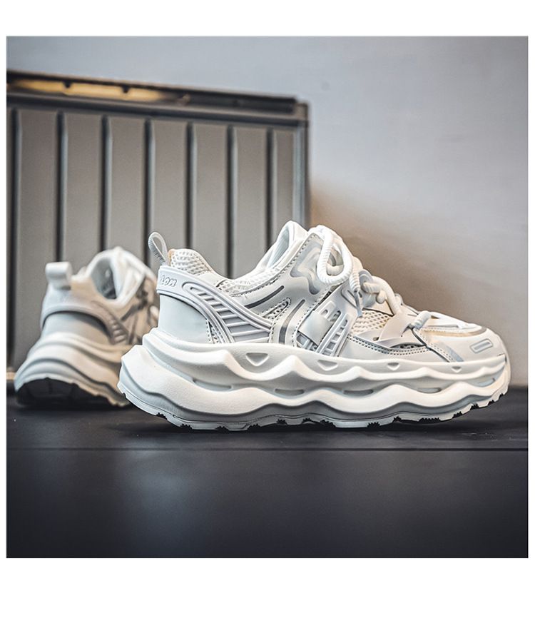 Sommer Mesh Herrenschuhe atmungsaktiv Casual Student Sport Laufschuhe vielseitig koreanische dicke Sohlen Höhe verbessern weiße Papa Schuhe_voghion.com