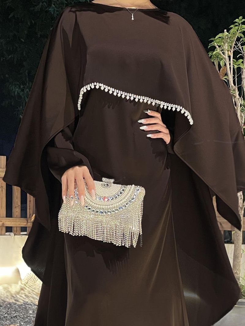 Robe en satin élégante et simple pour femme_voghion.com