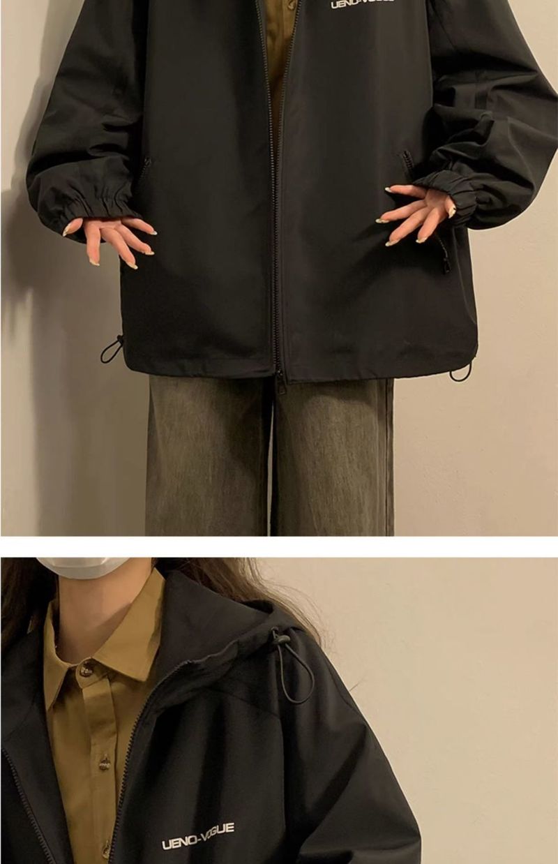 Women's Outdoor Jacket With Hood, Spring And Autumn Style, High-End Feel, Casual Oversize Coat, Loose Fit For Students_voghion.com