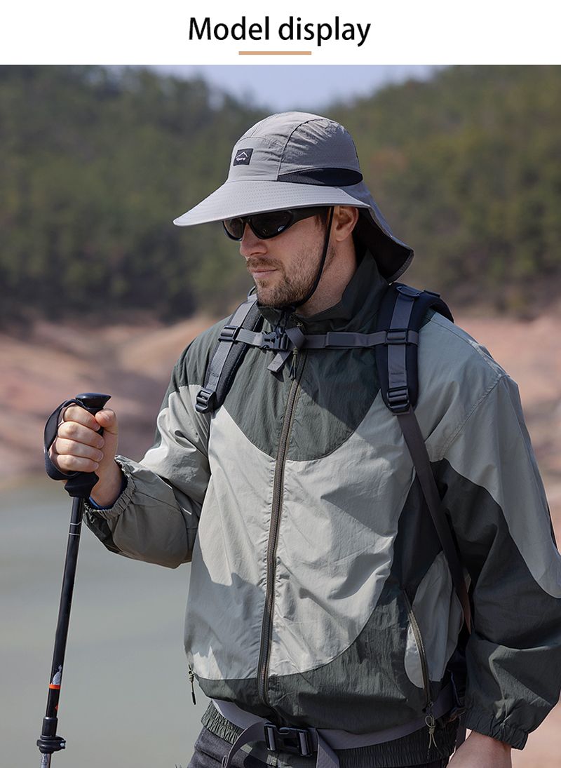 Hot Sale Xioguan 100% polyester 9249 summer men's and women's large brimmed shawl fisherman quick drying breathable sunshade hat_voghion.com