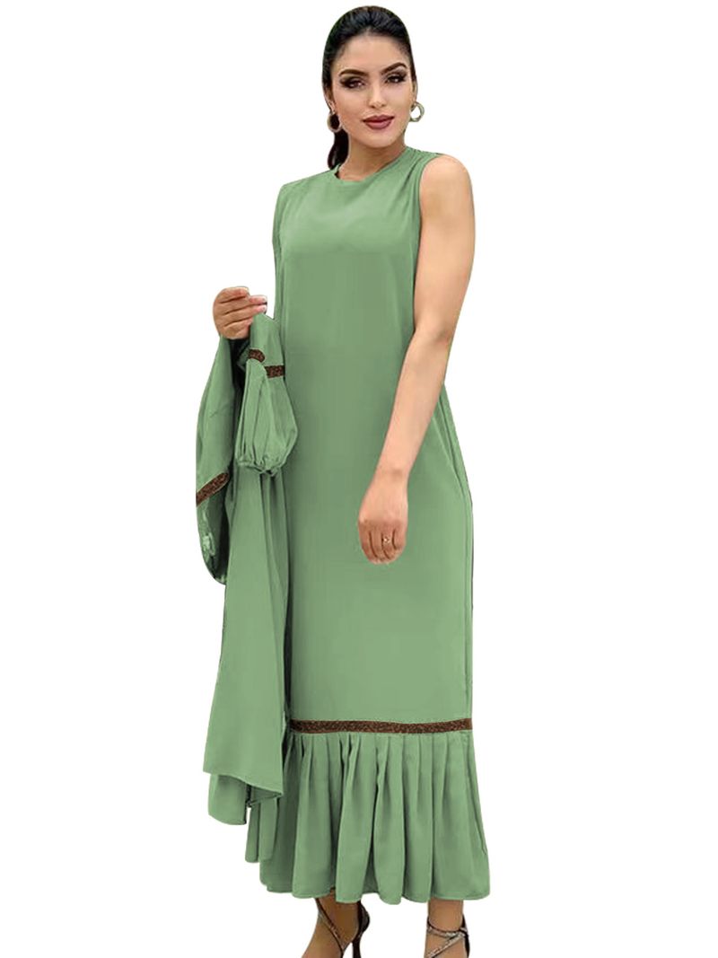 Damkläder Enfärgad Pärlbesatt Ytterkostym Modern och Elegant Klänning_voghion.com