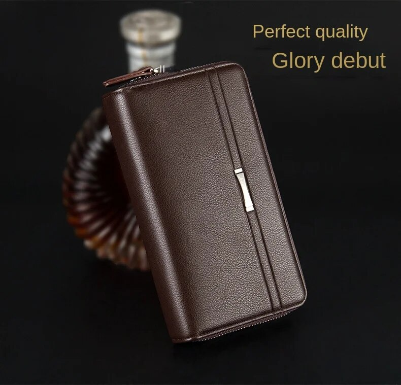 Wallet Large Capacity Men's High-end Clutch Double Zipper Multi-Card Mobile Phone Bag_voghion.com