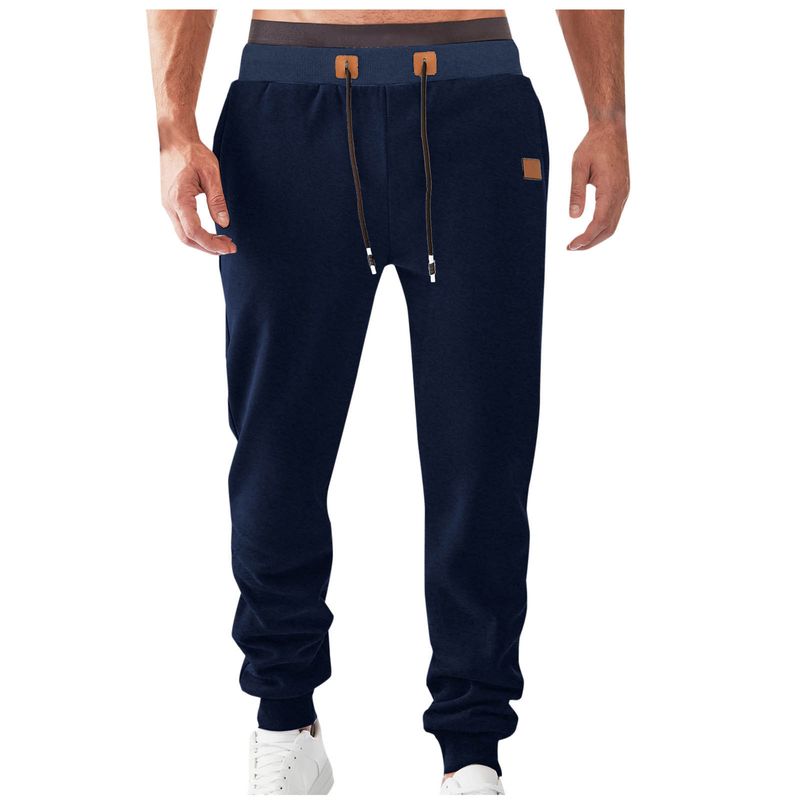 Herren-Fleece-Jogginghose – Lässige Polyester-Sweatpants mit schmal zulaufendem Beinabschluss, elastischem Bund und Taschen (Schwarz/Marineblau/Weiß/Khaki/Burgunderrot/Grau)_voghion.com