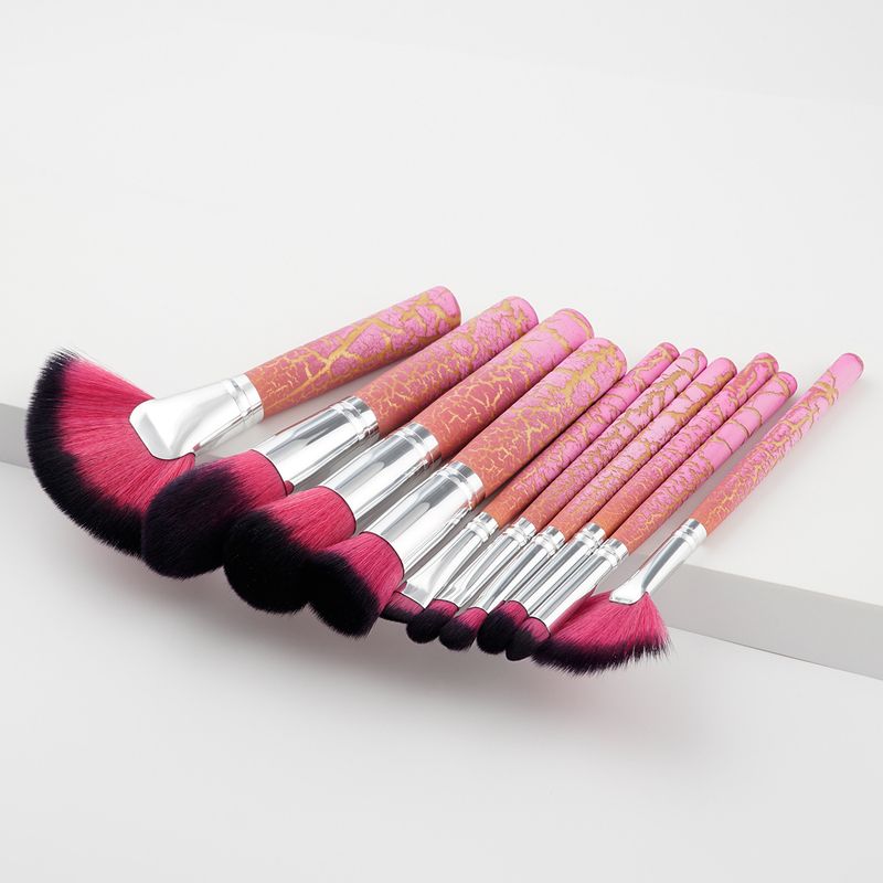 10 pcs makeup brush set makeup tools crackle/yellow handle/red handle fan brush GUJHUI_voghion.com