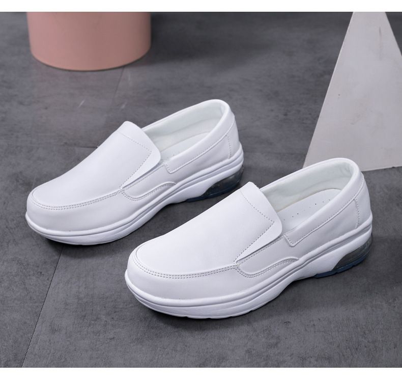 New Solid Color Round Head Low Top Leisure Small White Shoes Nurse Shoes Cushioned Leisure Loafers_voghion.com