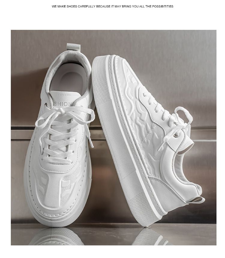 Men's Spring New Breathable White For Male Students Versatile Thick-Soled Sneakers Casual Board Trendy Shoes_voghion.com