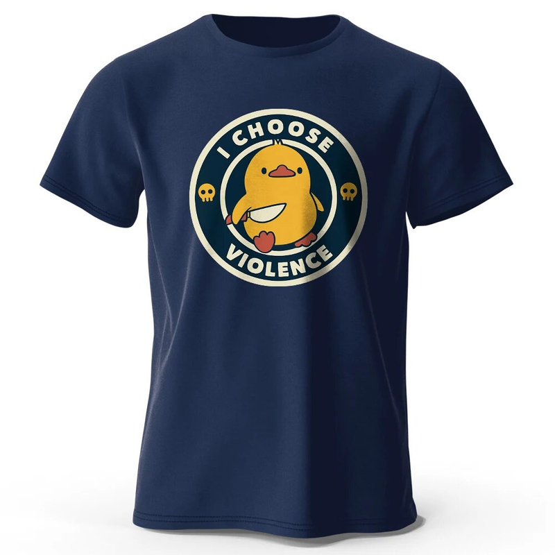 T-Shirt für Herren mit Aufdruck „I Choose Violence“, 100 % Baumwolle, übergroß, klassisch, lustig, Grafik-T-Shirts für Männer und Frauen, Sommeroberteile_voghion.com