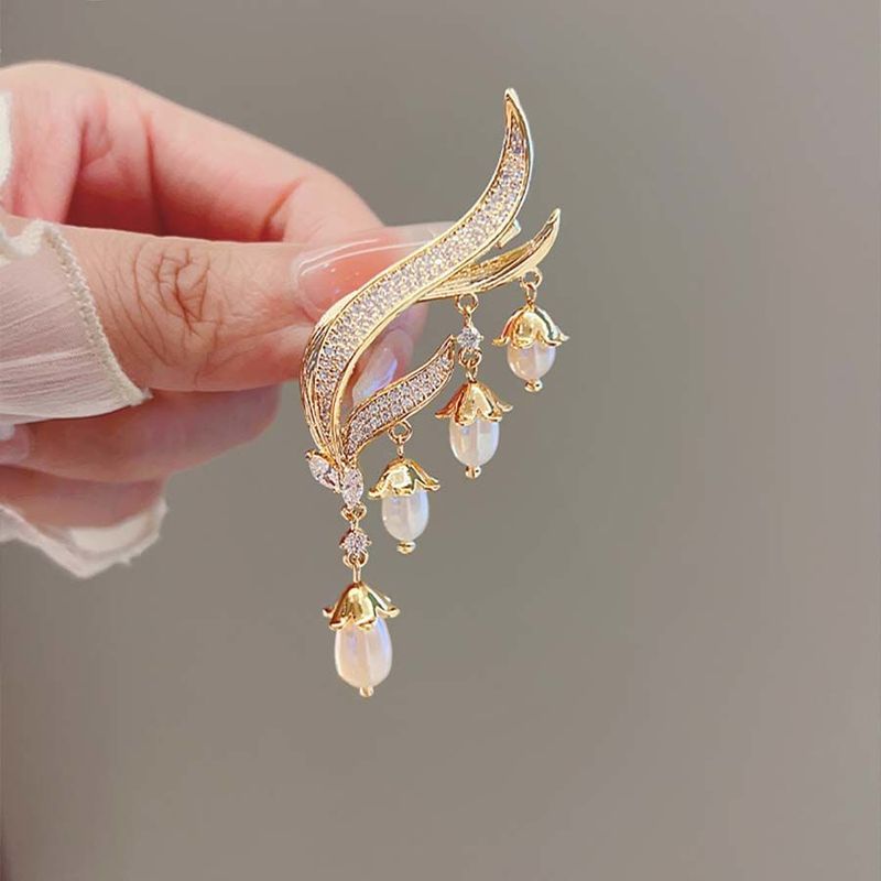 Broche de pérolas com franjas, strass de luxo, requintado, orquídea, corsage, acessórios, temperamento, roupas, decoração, mulheres_voghion.com
