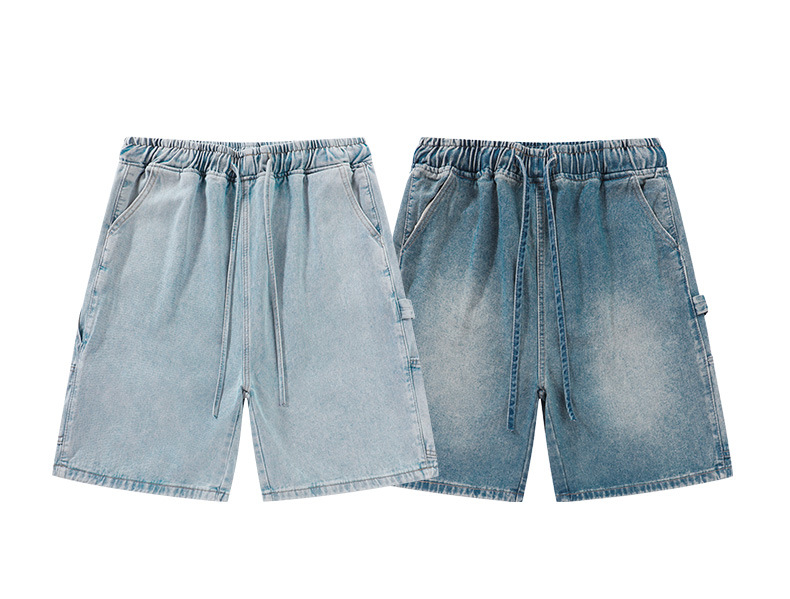 Dünne Fünf-Punkt-Hosen für den Sommer für Herren, lockere große Größen, coole Mittelhosen, trendige Reithose mit elastischer Taille_voghion.com