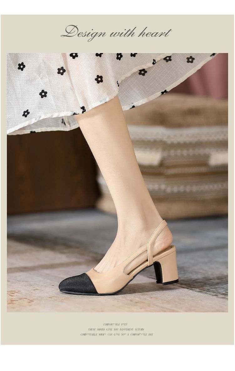 Baotou sandals women's thick heel hundred match fairy with students flat simple small fragrant high heels_voghion.com