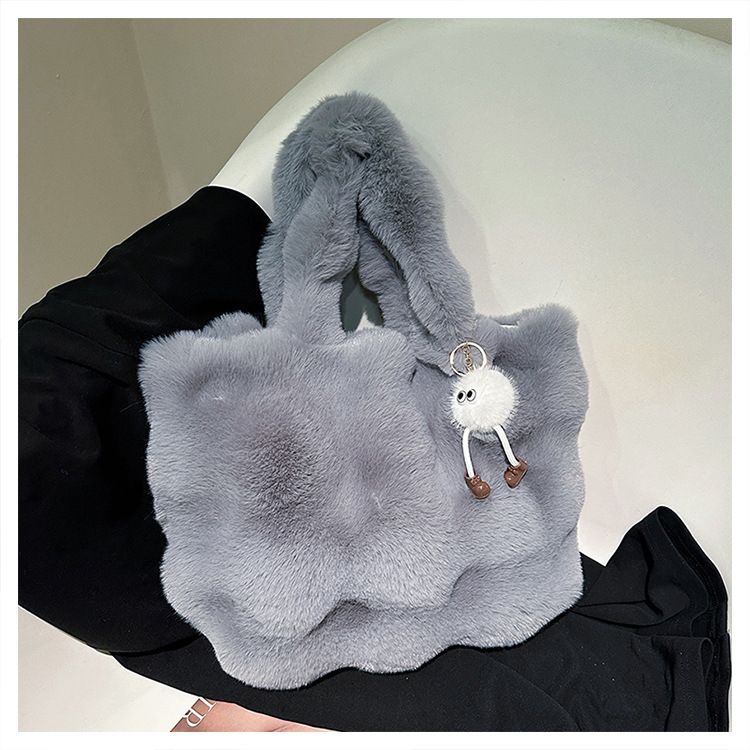 Flauschige Lazy Style Plüsch Mädchen Bubble Tote Bag Herbst Winter Hochwertige Eimer Handtasche_voghion.com