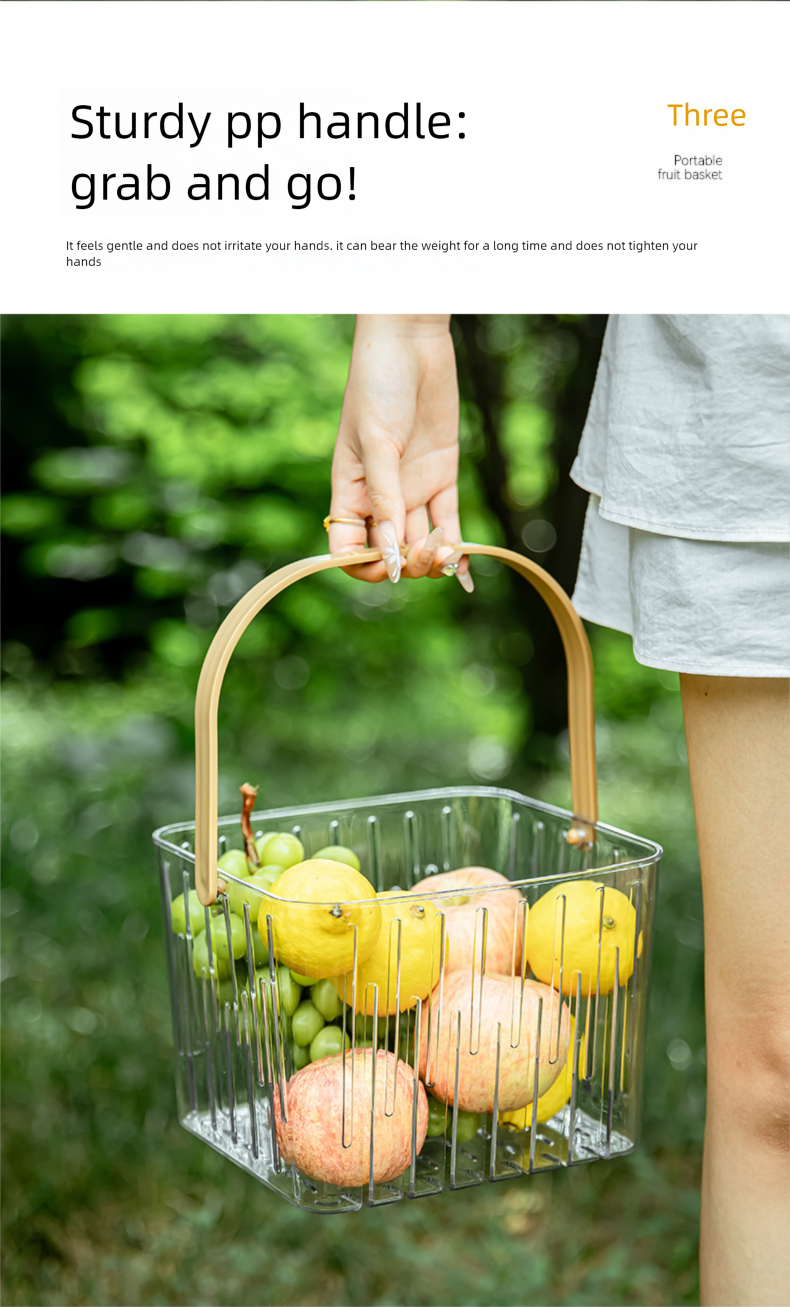 Outdoor Picnic Large Transparent Handheld Multifunctional Bath Desktop Snack Dried Fruit Storage Basket_voghion.com