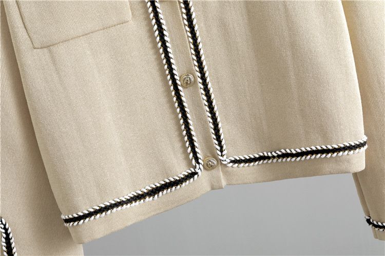 Vêtements pour femmes Mode Tempérament Col rond Cardigan tricoté Costume Femme Style occidental Slim Petit Costume deux pièces_voghion.com