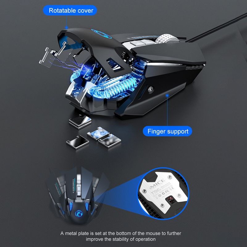 Farfi IMICE T96 USB Magnetic with RGB Colorful Light 7-Key E-Sports Gaming Wired Mouse for PC Computer Laptop_voghion.com