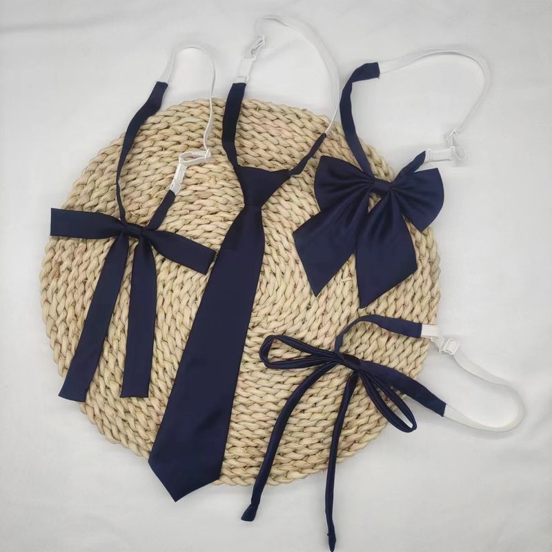 Navy Tie Dark Blue Collar Flower Children's Kindergarten Uniform Elementary School Student Set Bowknot Clothing_voghion.com