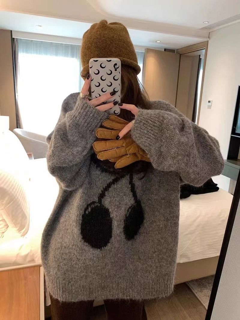 Niche Design Embroidered Loose Lazy Style Wool Sweater Women's Base Layer Autumn Winter New Knitted Top_voghion.com