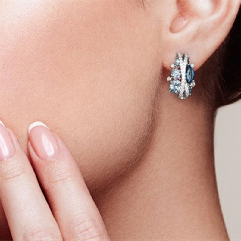 Romantické, sladké, třpytivé růžové zirkonové náušnice Cao Shi s kreativními dvojitými vrstvami dutých zirkonových náušnic ve tvaru X_voghion.com