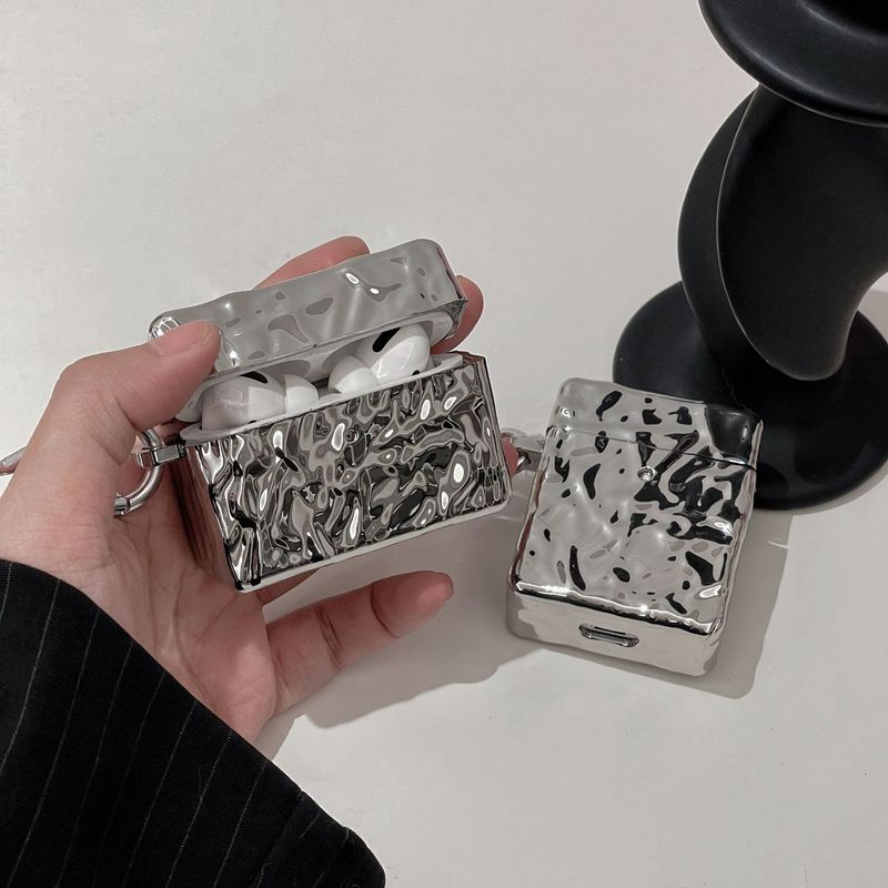 Galvanisiertes silbernes Zinnfolienmuster 2/3 Schutzhülle, kompatibel mit Bluetooth Earbuds Pro, neue 4. Generation, weich_voghion.com