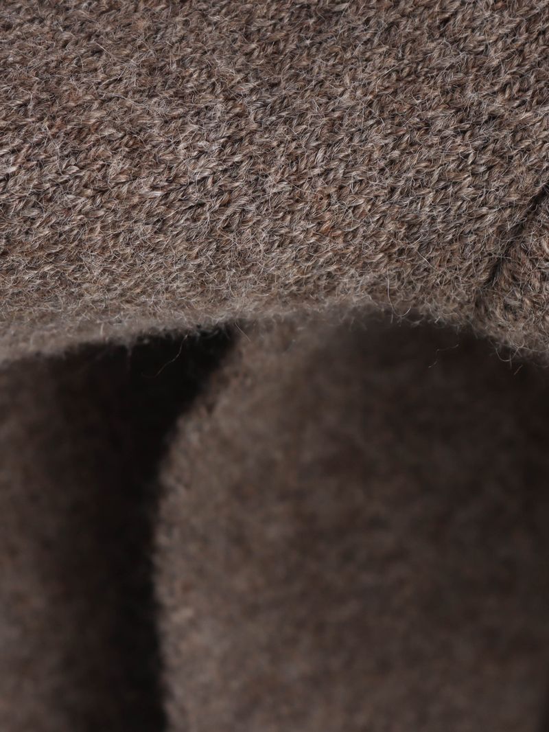 Elegant Asymmetrical Cape Knit Top – Women’s Long-Sleeve Scarf Neck Pullover, Loose Fit Boho Chic (Grey/Brown)_voghion.com