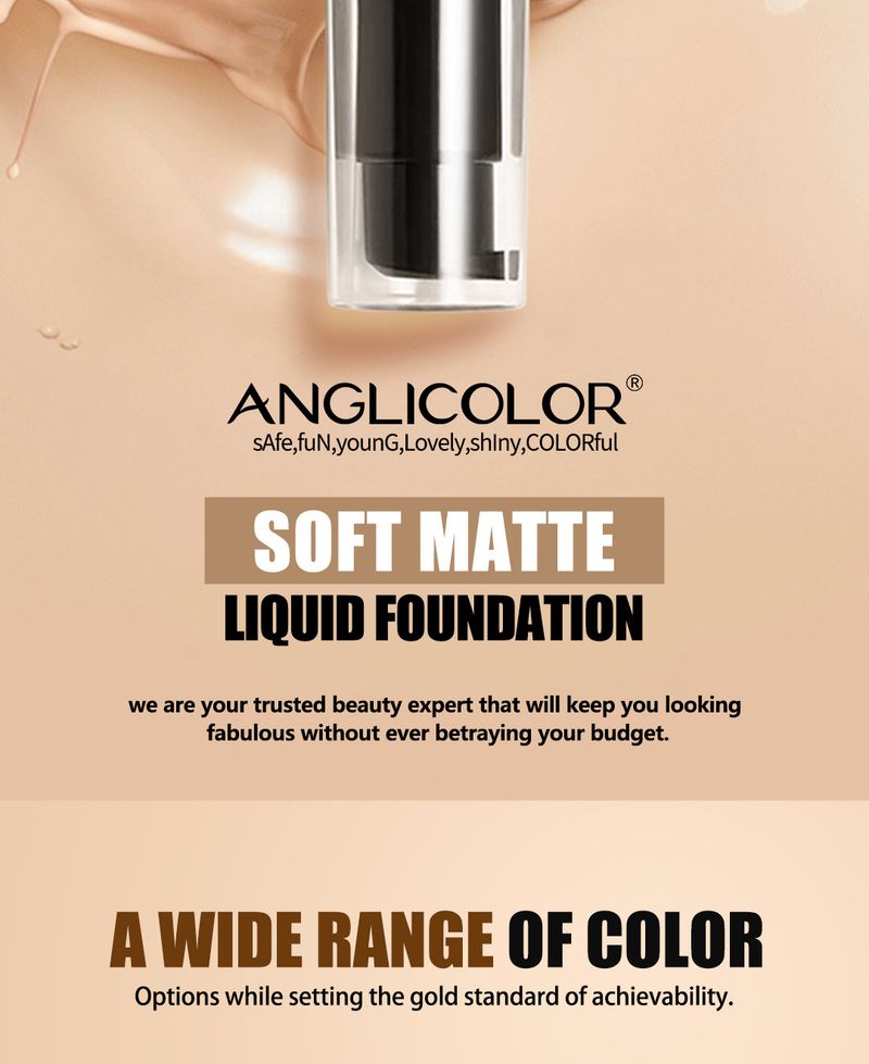 Anglicolor Long-Lasting Foundation – Oliecontrole & Volledige Dekking Vloeibare Make-up voor een Flawless, Natuurlijke Finish (tinten 101-105)_voghion.com