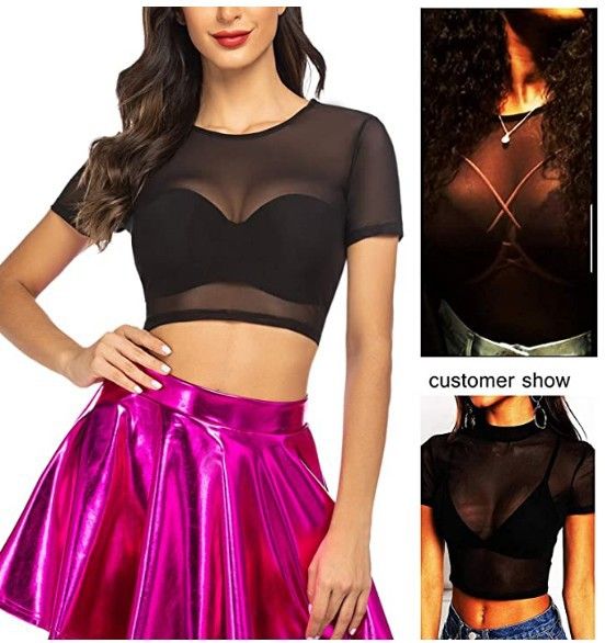 Women's Top, Women's Mesh T-shirt, Multi Size Thin Top Long/short Sleeved S-2XL Breathable And Comfortable_voghion.com