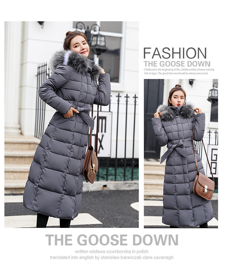 2025 Winter Damen Parkas Jacke Warm Mode Bequem Bogen Gürtel Fuchs Pelz Kragen Kleidung Langes Kleid Büro Casual Damen Dicker Mantel_voghion.com