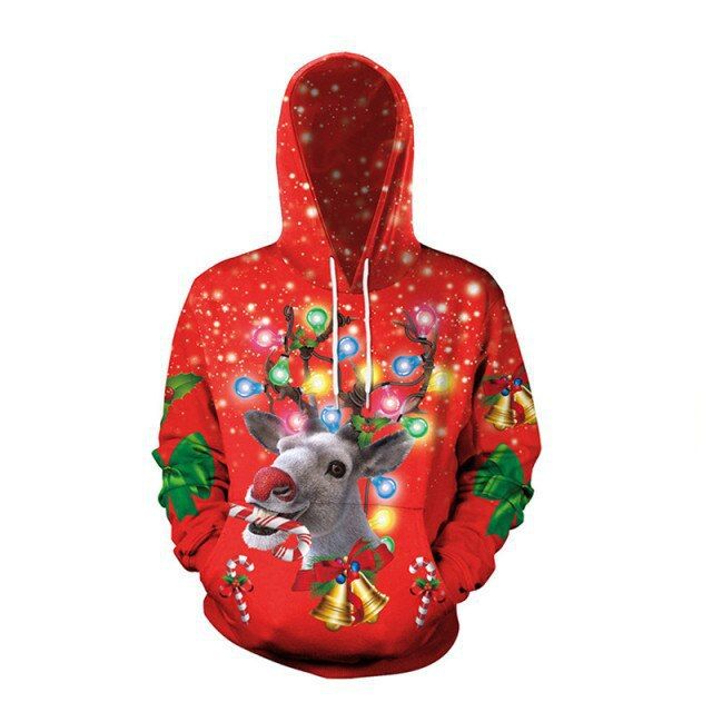 Felpe con cappuccio stampate in 3D con motivo natalizio a forma di alce e Babbo Natale per bambini, maniche lunghe, unisex, novità, autunno e inverno_voghion.com