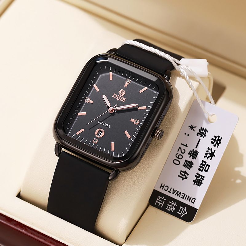 Montre à quartz de luxe, décontractée, haut de gamme, calendrier, carrée, tempérament, simple, pour étudiant, légère, niche_voghion.com