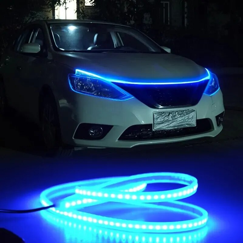 LED Auto Hood Atmosphär Liichtstreifen Waasserdicht Auto Exterieur Dekoratioun Beliichtung Dekorativ Scheinwerfer Ambient Luucht 12V Universal_voghion.com