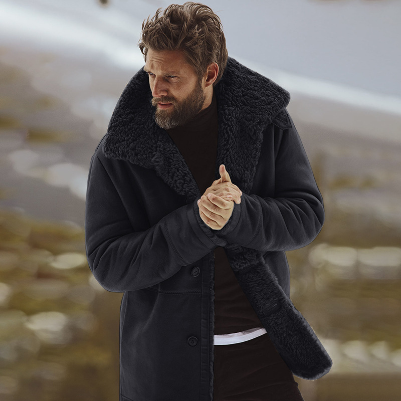 Giacca in pelliccia sintetica da uomo – Cappotto invernale foderato in pile con elegante collo alto (grigio, verde, marrone, nero)_voghion.com